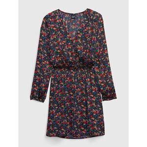 GAP Women's Wrap Mini Dress Black Floral Size XL NWT